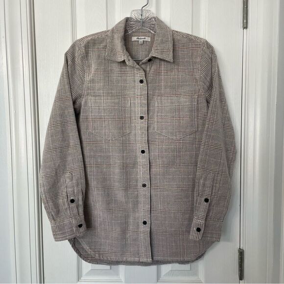 Madewell Corduroy Classic Ex-Boyfriend Shirt XXS Plaid Button Front - Picture 1 of 12